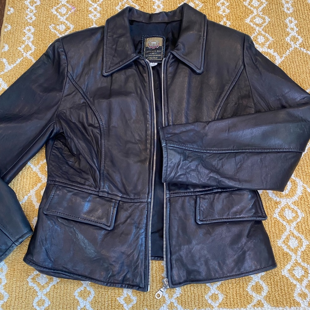 Laurence Roy Classic Black Leather Coat